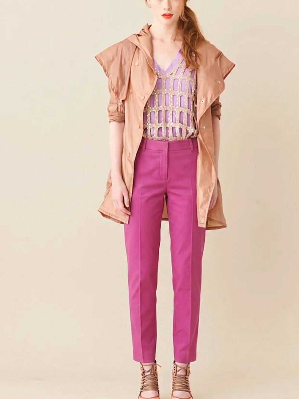 NWOT J.Crew Cafe Capri Size 6 Mauve Pink Dried Rose Cropped Stretch Cotton Pants